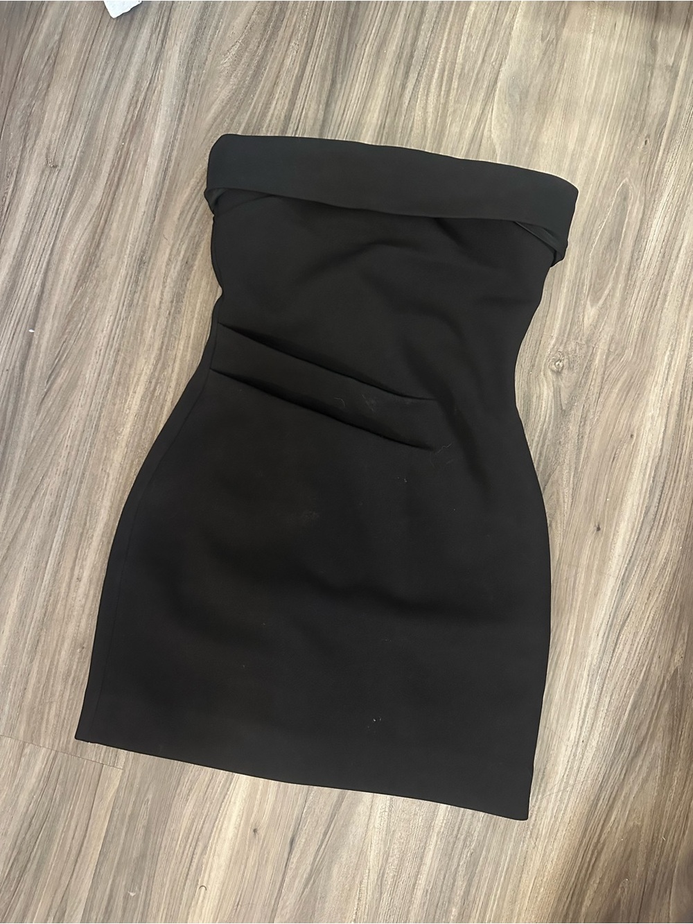 Babaton/ Ten Strapless Fold-Over Black Mini Dress